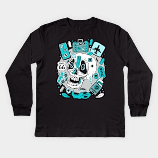 Skull Travel Thoughts on my Mind Kids Long Sleeve T-Shirt